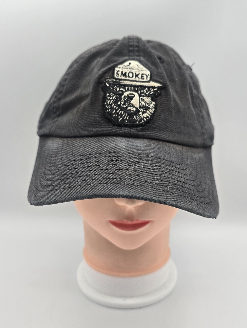 American Needle Embroidered Smokey The Bear Gray Adjustable Strapback Hat